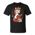 Unicorn Reading Book Graphic Unicorn With Book Floral T-Shirt
