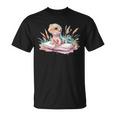 Watercolor Lizzard Reading Book Cute Kids T-Shirt