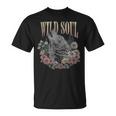 Wildoul Howling Wolf Among Flowers And Forest Tシャツ