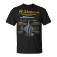 Yf-23 ステルス戦闘機 ミリタリー ジェット仕様 インフォグラフィック イエロー Tシャツ