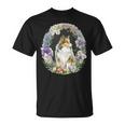 かわいい フラワー シェルティ 夏 花柄 シェットランド シープドッグ Tシャツ