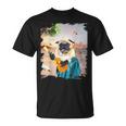 アロハ ハワイアン 犬 パグ ウクレレ ビーチ ファニー Tシャツ