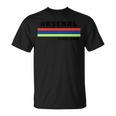 アーセナルレトロデザイン、レッド、ブルー、イエローのストライプ。 長袖tシャツ Tシャツ