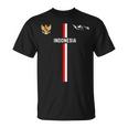 インドネシア国旗、インドネシアのシルエットマップ、国章 長袖tシャツ Tシャツ