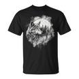 オオカミの絵 プリント 神秘的なオオカミの森 月 遠吠え Tシャツ