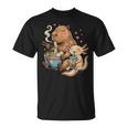 カピバラ×ウーパールーパー ラーメン&タピオカ かわいい Tシャツ