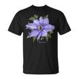 クレマチス 花 ボタニカル パープル フラワー Tシャツ