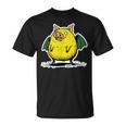 コウモリの翼を持つ空飛ぶブタのユーモアアート Tシャツ