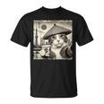 サムライ 猫 すすり茶 東京タワー 和 Tシャツ