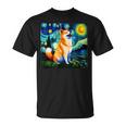 シバイヌ 面白いtシャツ 柴犬 犬 ゴッホ 星月夜 かわいい メンズ 子供 おもしろ 服 グッズ ネタ Tシャツ
