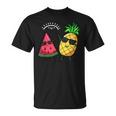スイカとパイナップルをダビング カワイイ サマーフルーツ Tシャツ