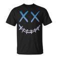 スマイル Xx バツの目 バッテン ストリート 原宿系 地雷 ブルーグラデーション ロック おしゃれ かっこいい Tシャツ