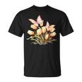 チューリップと蝶の花のデザイン。 Tシャツ