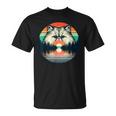 チンチラ ペルシャ猫 夕日 レトロスタイル ヴィンテージ 80年代 70年代 Tシャツ