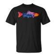 トラウトフィッシュのシルエット アートな水彩画 Tシャツ