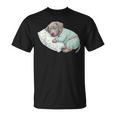 パジャマで寝ているかわいいワイマラナー犬就寝アート Tシャツ