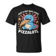 ピザロットルを愛する少年 Axolotl ファーストフード愛好家 Tシャツ