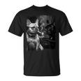 フレンチブルドッグ 喫煙犬 ライター モノクロアート 長袖tシャツ Tシャツ