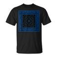 メンズ ブラックブルーバンダナプリントtシャツ ロイヤルブルーペイズリー柄 Tシャツ