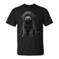 ブラックラブラドゥードル犬のアートデザイン。 長袖tシャツ Tシャツ