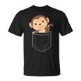 ポケットに入った猿 胸ポケットにかわいい猿 かわいい猿 Tシャツ