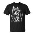 マイクで歌う猫 猫歌手 Tシャツ