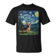 ヨークシャーテリア ハウリングムーン 星月夜 ゴッホ 面白い Tシャツ