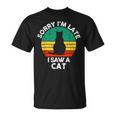 レトロ ヴィンテージorry I'm Late Iaw A Cat かわいい 猫好き Tシャツ