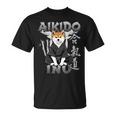 合気道 秋田犬 おもしろ合気道 秋田犬 日本mma Tシャツ