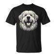 女性と男性のためのグレート ピレニーズ犬の顔のアート デザイン Tシャツ