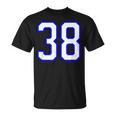 数字 38 Thirty Eight スポーツジャージ ホワイト ブルー 誕生日年齢 Tシャツ