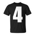 数字 四 数字 4 プレーン 白 数字 Tシャツ