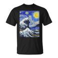 星月夜リメイクとミックスされた神奈川の大波 Tシャツ