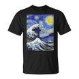 星月夜リメイクとミックスされた神奈川の大波 長袖tシャツ Tシャツ