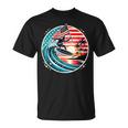 最高のサーフグラフィック アメリカ国旗 サーフィン サーフボード バケーション Tシャツ