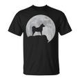 月と犬のシルエット-柴犬 Tシャツ