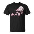 桜の木と月 日本の美しい桜 春 Tシャツ