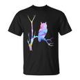 水彩フクロウsiitingツリーバードウォッチングアートバード Tシャツ