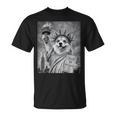 犬 像 自由 面白い 自由 白 ブラック ウェルシュ コーギー Tシャツ
