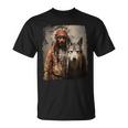 男と狼 長袖tシャツ Tシャツ