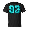番号 93 シアン スポーツ番号 Tシャツ
