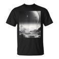 白黒写真 火星月&宇宙写真 Tシャツ