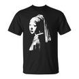 真珠のイヤリング ターバン ヨハネス・フェルメール モノクロの少女 Tシャツ