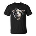 羊が穴から覗いています 農夫 羊飼い 飼い Coolheep Portrait Tシャツ