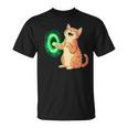 背中にポータル中指を持ついたずらな猫コスチューム。 Tシャツ