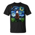 赤いボーダーコリー 星月夜犬 アートワーク Tシャツ