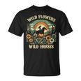 野の花と馬 ヴィンテージ 夕日 騎乗位 Tシャツ