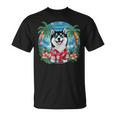 面白い 柴犬 夏 ハワイアン バイブ トロピカルビーチ Tシャツ