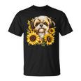 面白いtシャツ シーズー ひまわり わんこ メンズ 犬好き グッズ かわいい おもしろ 面白い 服 ネタ 長袖tシャツ Tシャツ