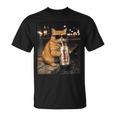 面白いナイトライフ オレンジ 猫 飲酒 ダイエット ドリンク サングラス Tシャツ